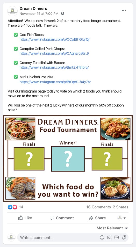 Dream Dinners Food Tournament Dream Dinners Post