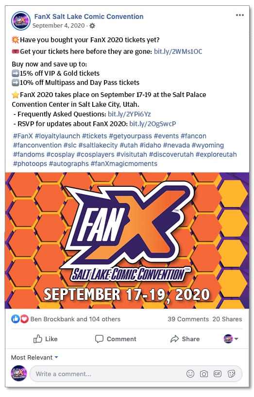 FanX Facebook Ad Sample FanX Ad Sample